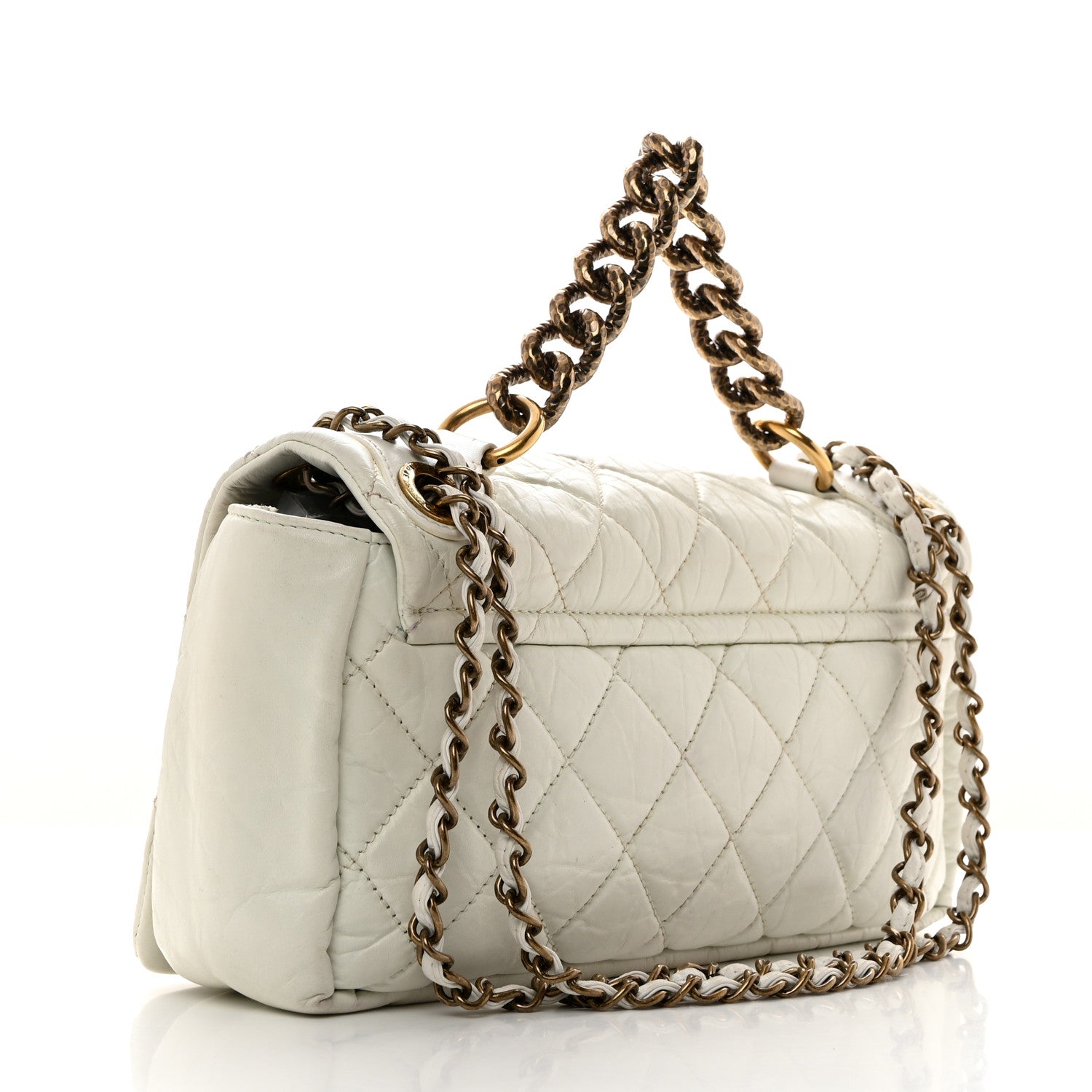 Chanel Aged Calfskin Quilted Medium Pondichery Flap White 3 of 12