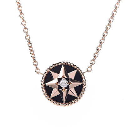Christian Dior 18K Rose Gold Diamond Black Onyx Rose Des Vents Necklace 4 of 8
