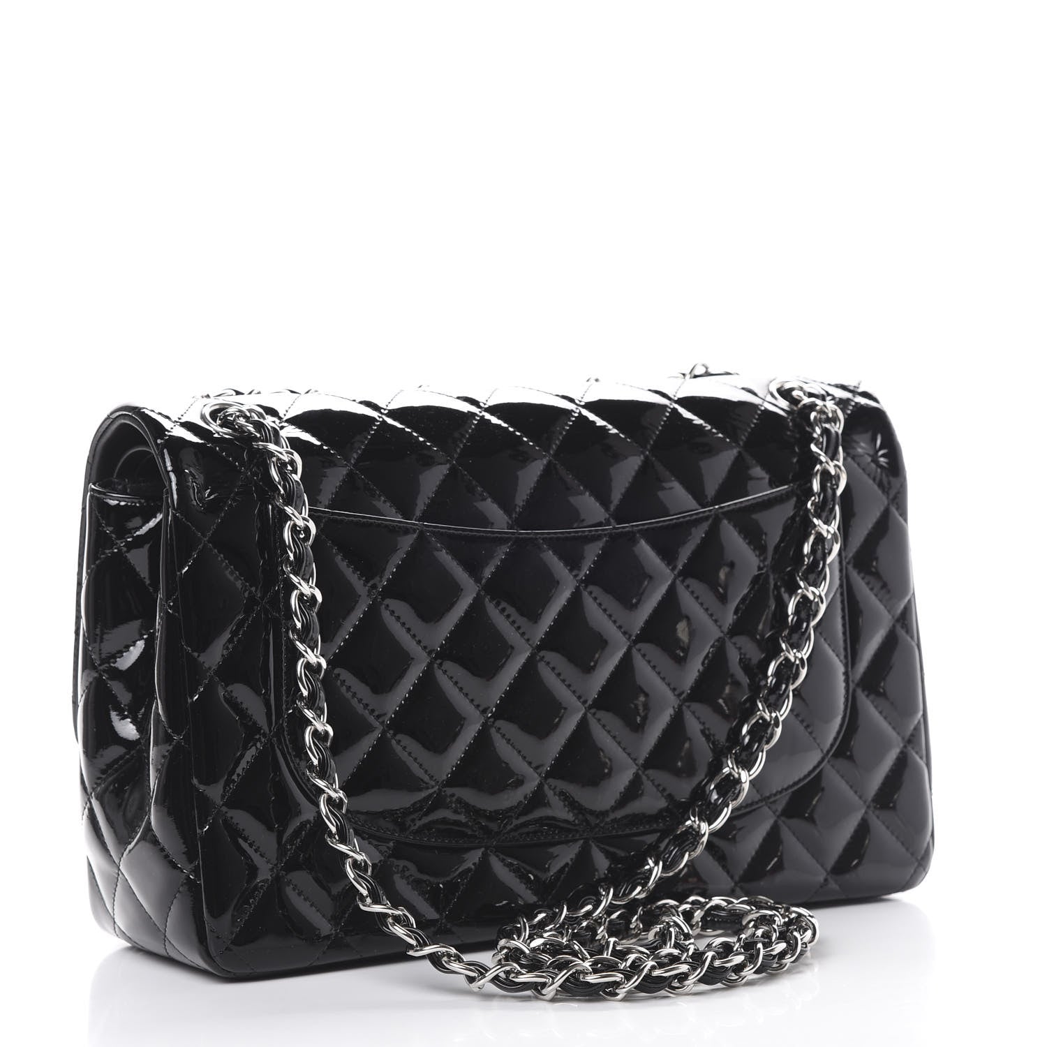Chanel Patent Quilted Jumbo Double Flap Black 2 of 16