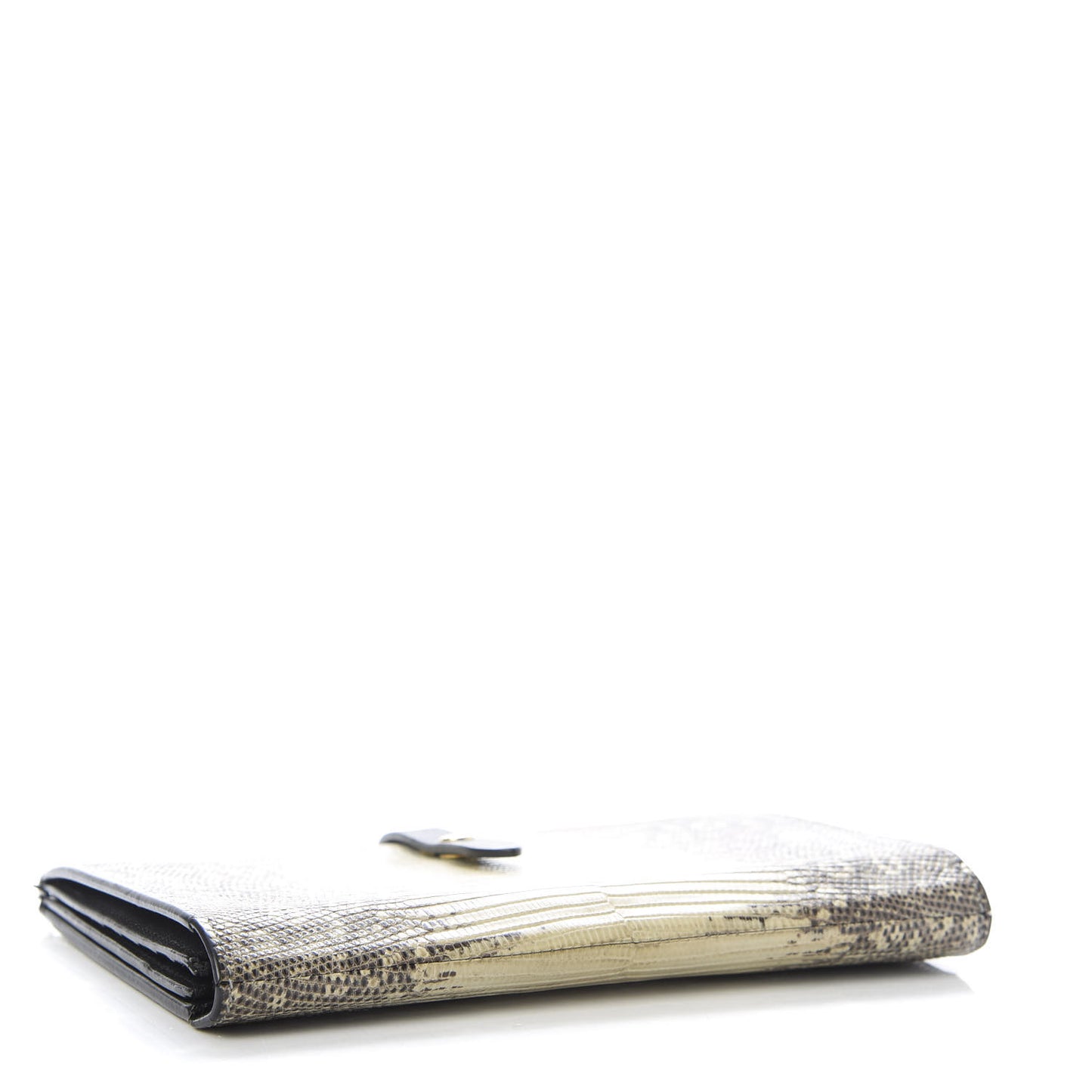 Lizard Calfskin Large Multifunction Strap Wallet Natural