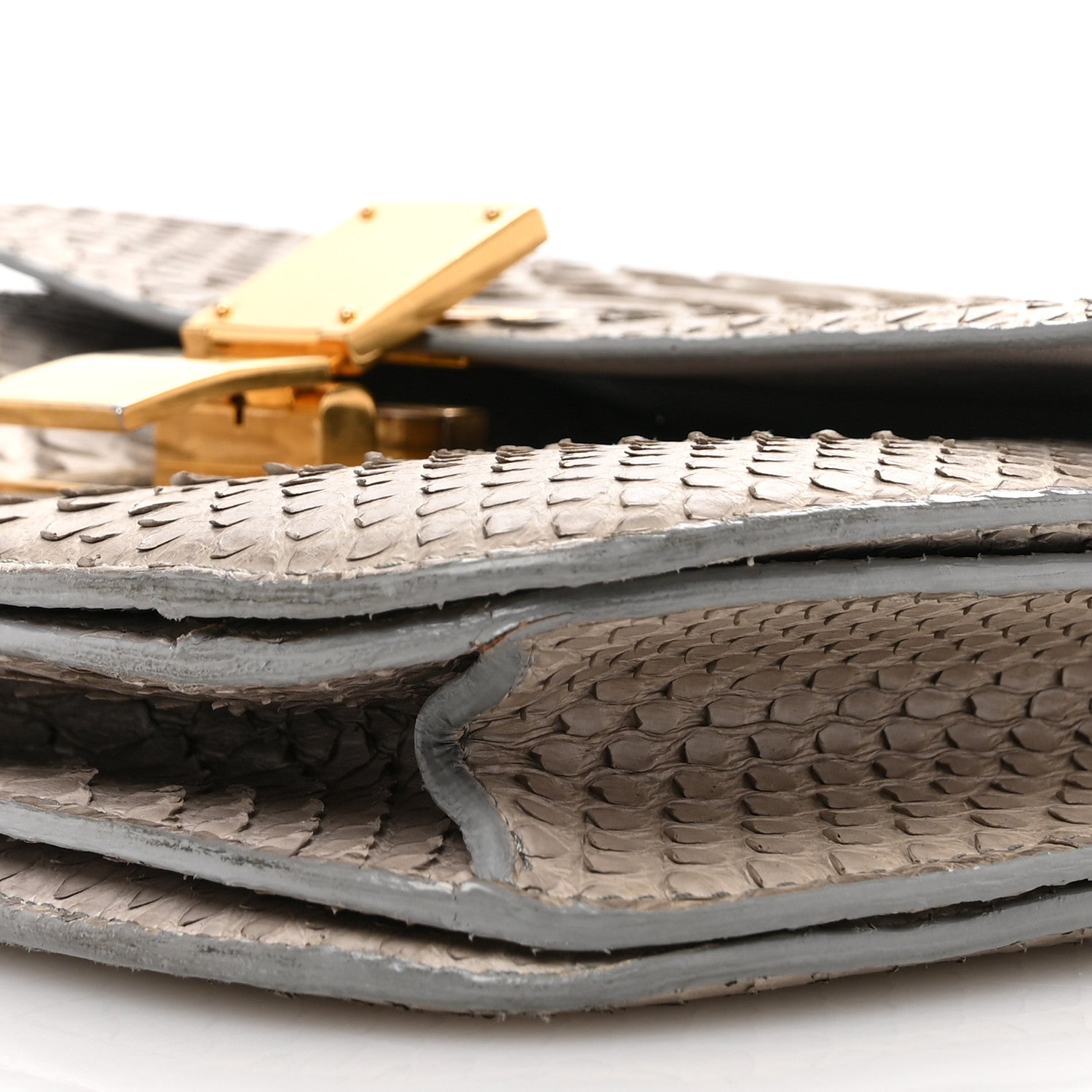 Celine Snakeskin Medium Classic Box Flap Bag Grey 9 of 11