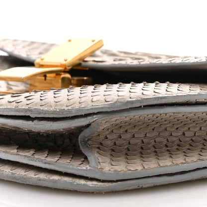 Celine Snakeskin Medium Classic Box Flap Bag Grey 9 of 11