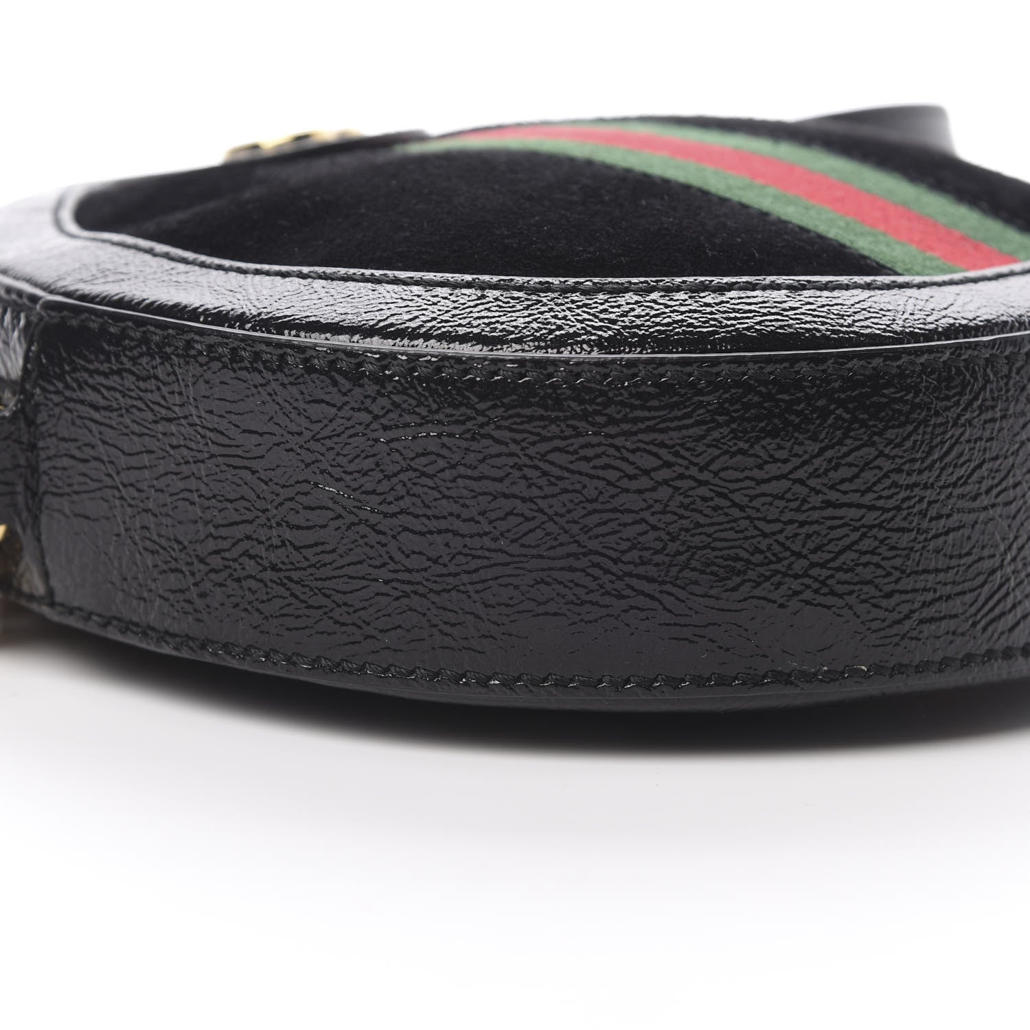 Gucci Suede Patent Web Mini Ophidia Round Shoulder Bag Black 9 of 10