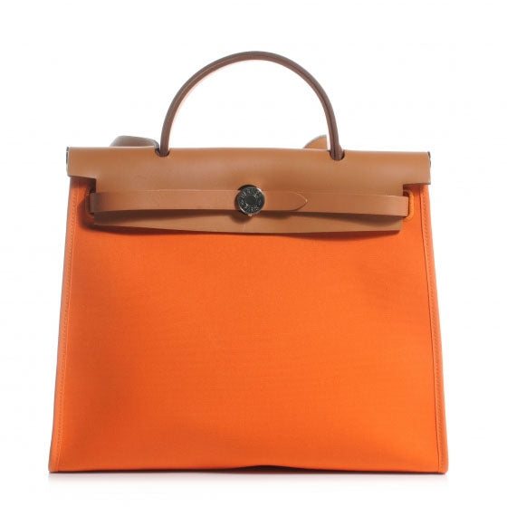 Hermes Toile Herbag Zip PM 31 Natural Orange 1 of 11