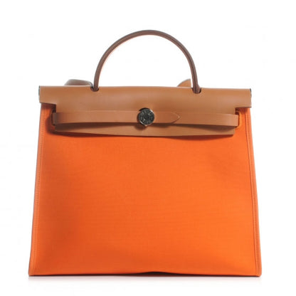 Hermes Toile Herbag Zip PM 31 Natural Orange 1 of 11