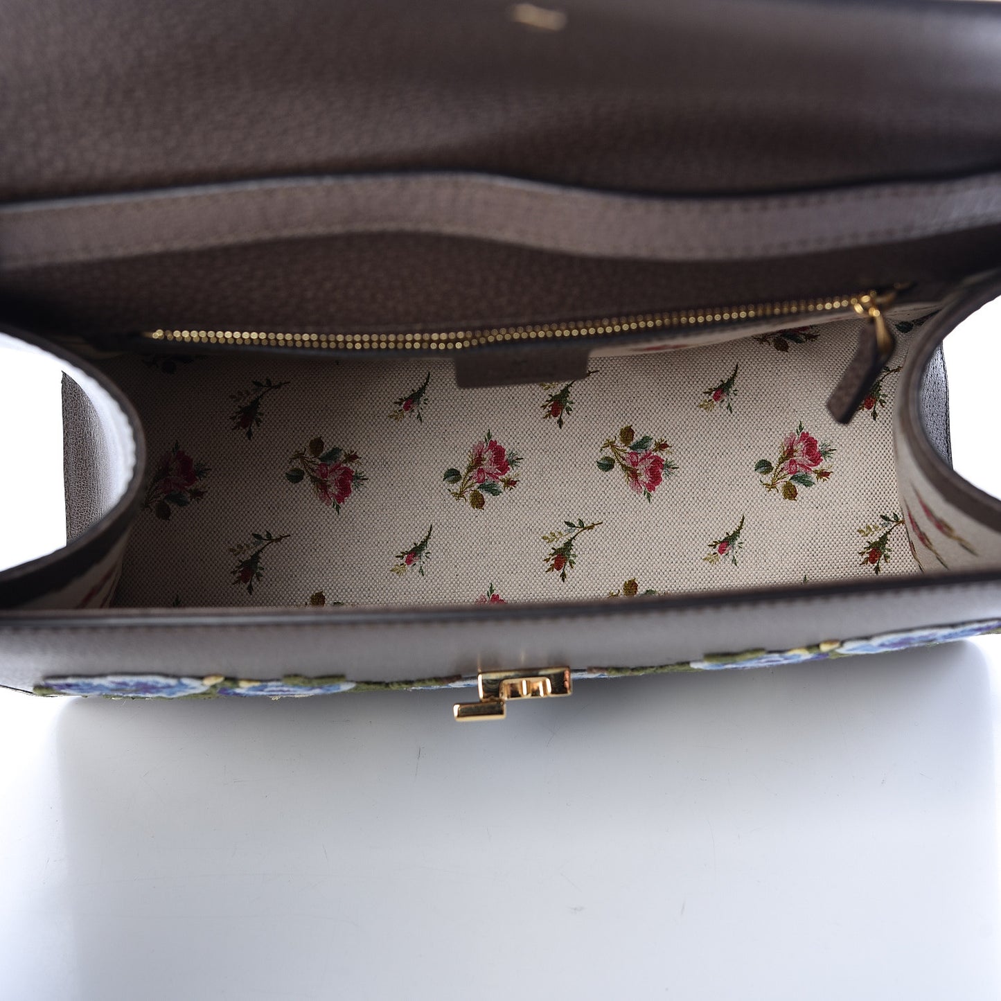 Calfskin Embroidered Medium Sylvie Top Handle Bag New Acero Multicolor
