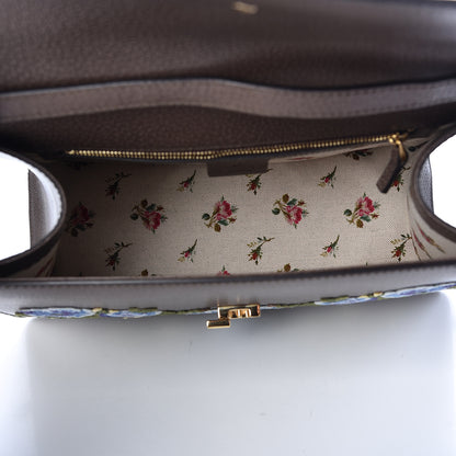 Gucci Calfskin Embroidered Medium Sylvie Top Handle Bag New Acero Multicolor 5 of 10