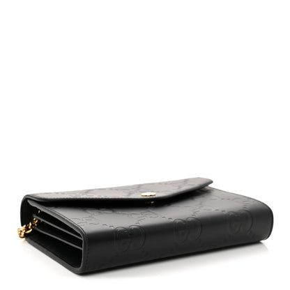 Gucci Calfskin GG Debossed Chain Wallet Black 4 of 10