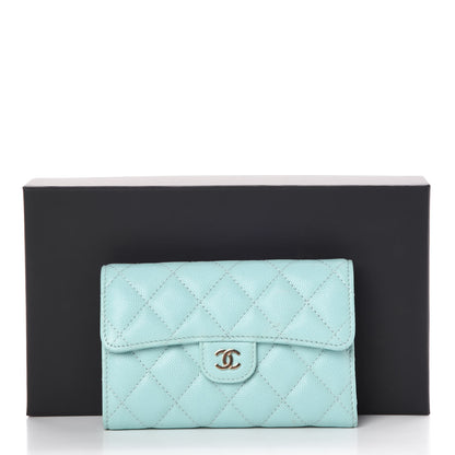 Chanel Caviar Quilted Medium Flap Wallet Light Blue 9 of 9