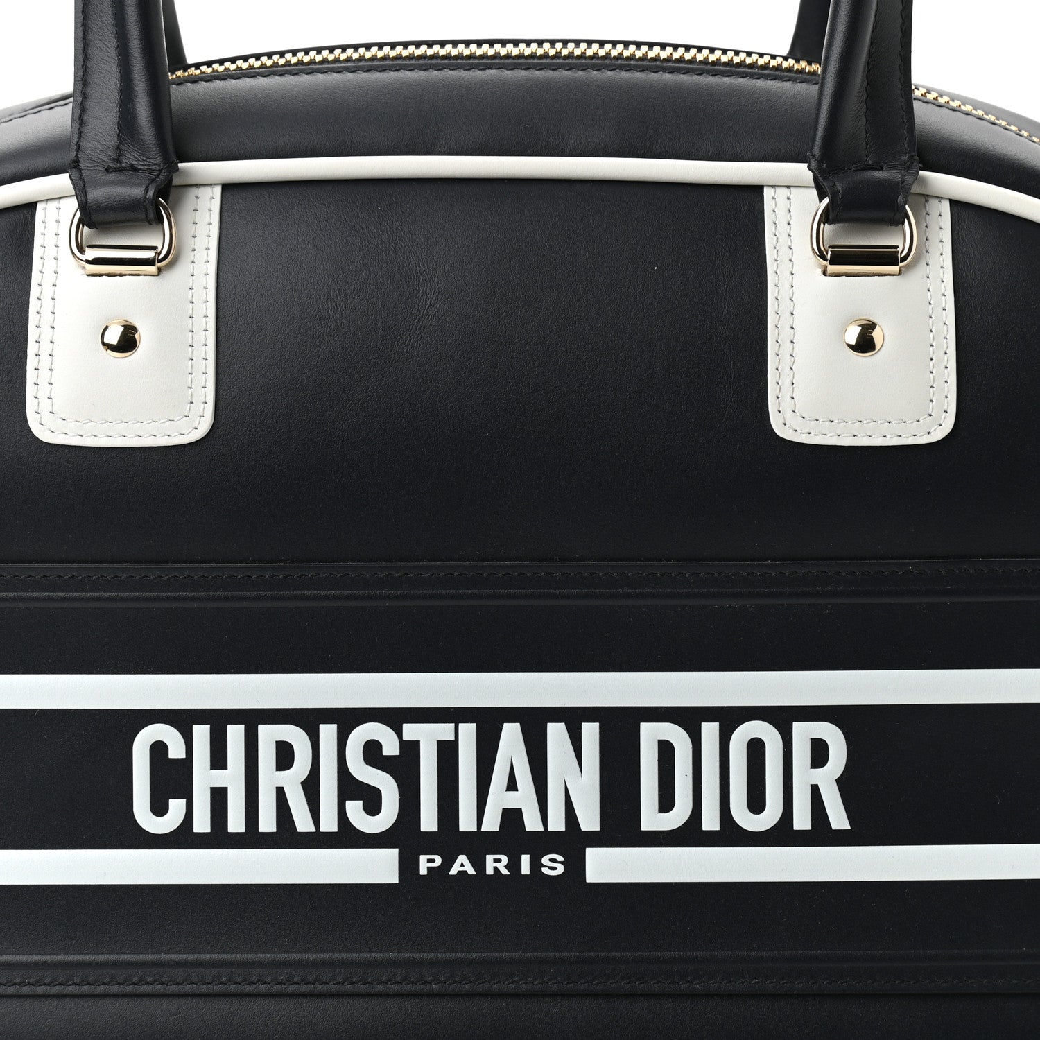 Christian Dior Calfskin Medium Dior Vibe Zip Bowling Bag Blue White 8 of 10