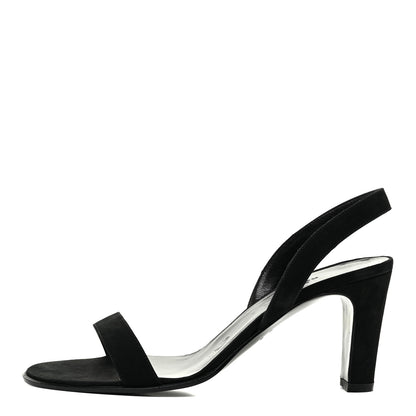 Hermes Suede Slingback Sandals 37.5 Black 1 of 17