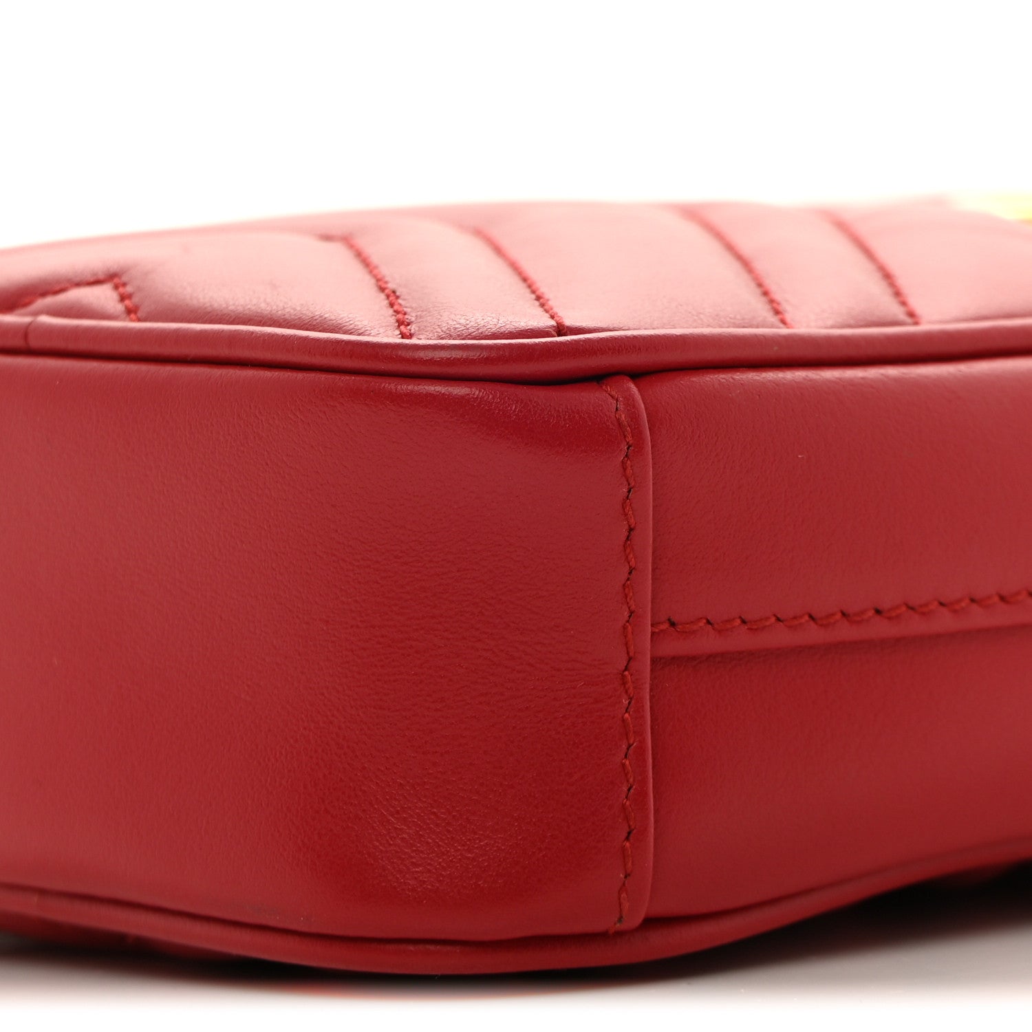 Gucci Calfskin Matelasse Mini GG Marmont Crossbody Bag Hibiscus Red Hibiscus Red 9 of 9