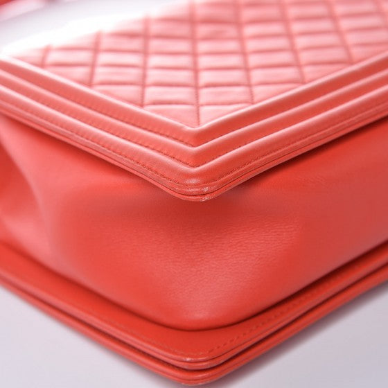 Lambskin Quilted New Medium Boy Flap Red