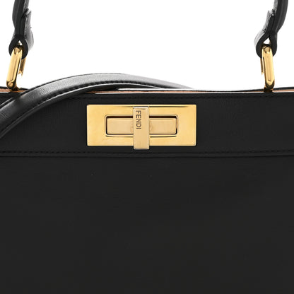 Fendi Vitello Seta Shiny Nappa Medium Peekaboo I SEE U Satchel Black Light Rose 9 of 15