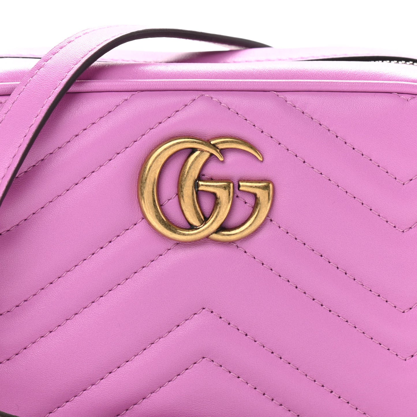 Calfskin Matelasse Mini GG Marmont Chain Shoulder Bag Candy Mousse