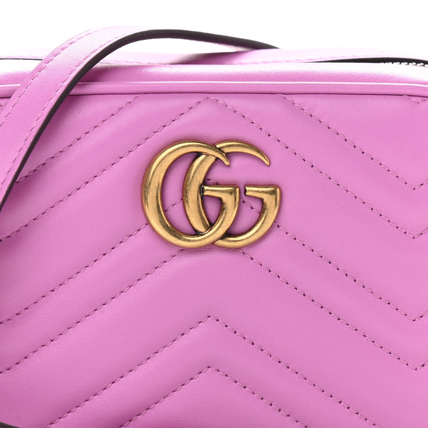 Gucci Calfskin Matelasse Mini GG Marmont Chain Shoulder Bag Candy Mousse 8 of 11