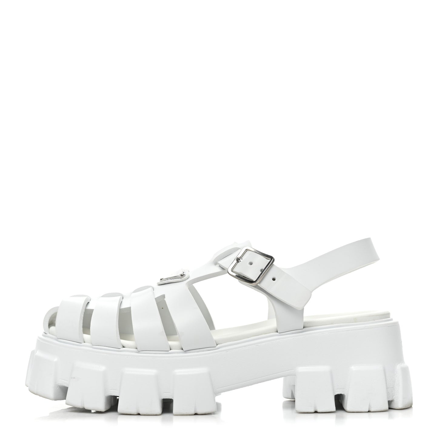 Foam Rubber Metal Triangle Logo Monolith 55mm Cage Sandals 40 White