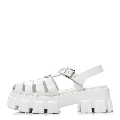 Prada Foam Rubber Metal Triangle Logo Monolith 55mm Cage Sandals 40 White 1 of 12