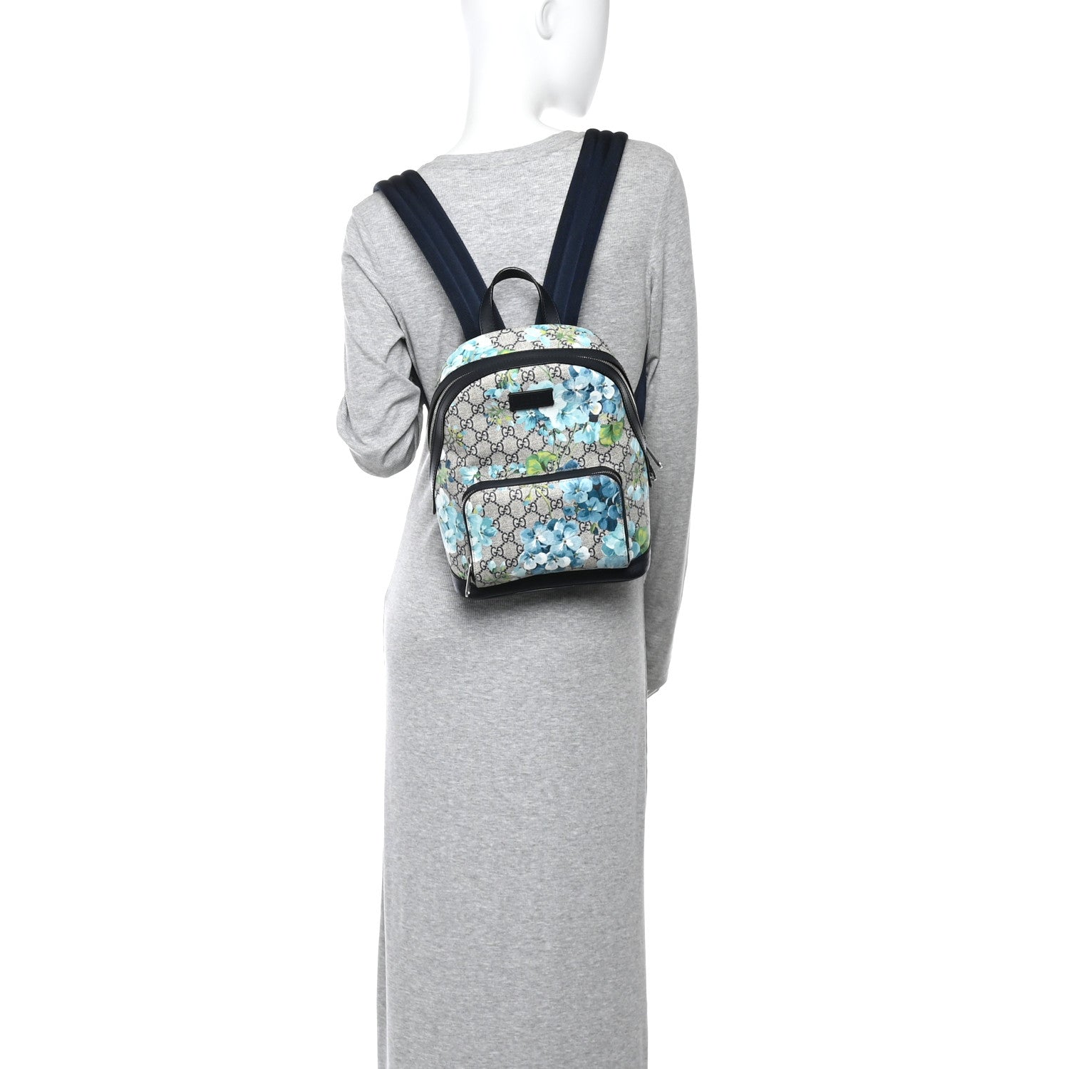Gucci GG Supreme Monogram Blooms Small Day Backpack Blue 2 of 10