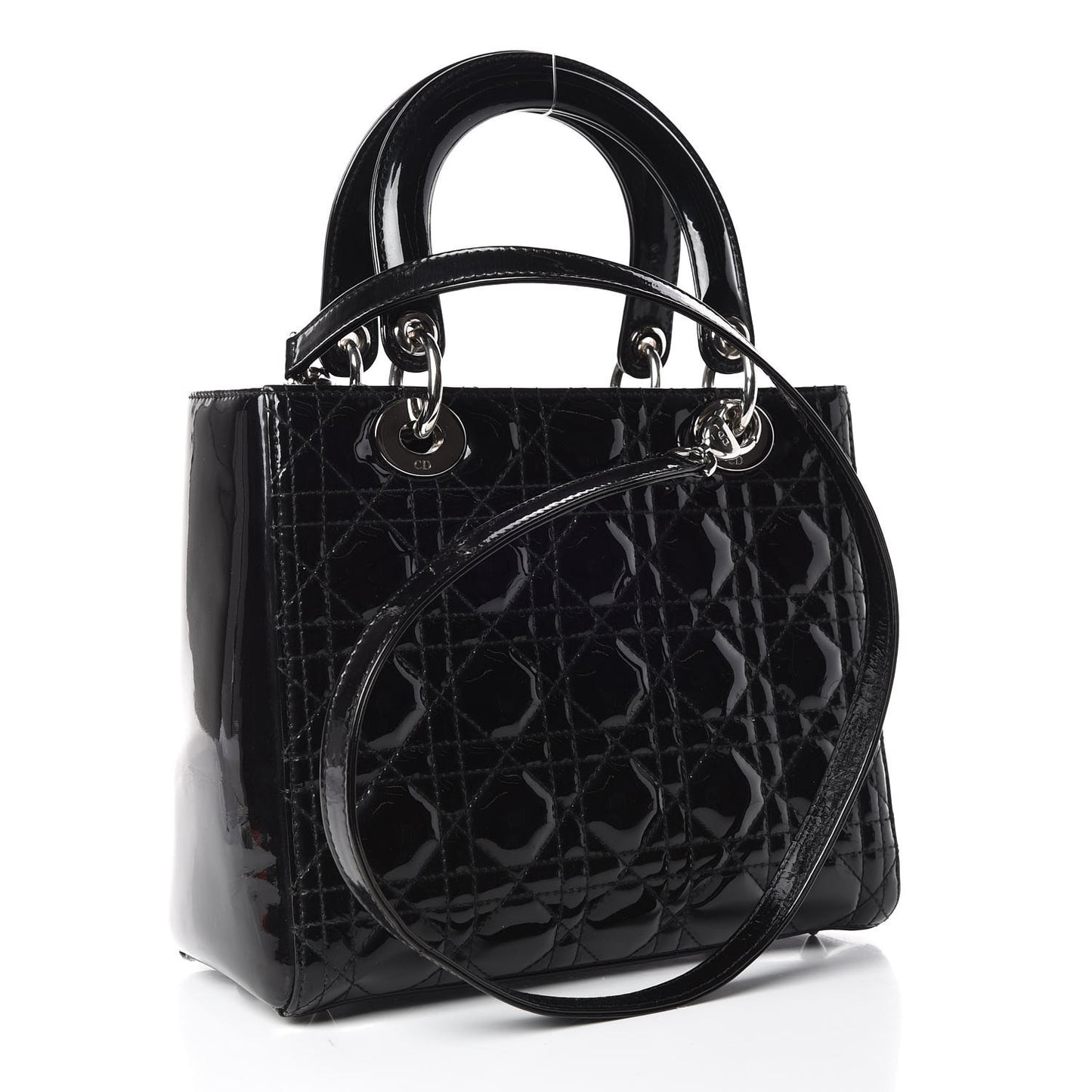 Patent Cannage Medium Lady Dior Black