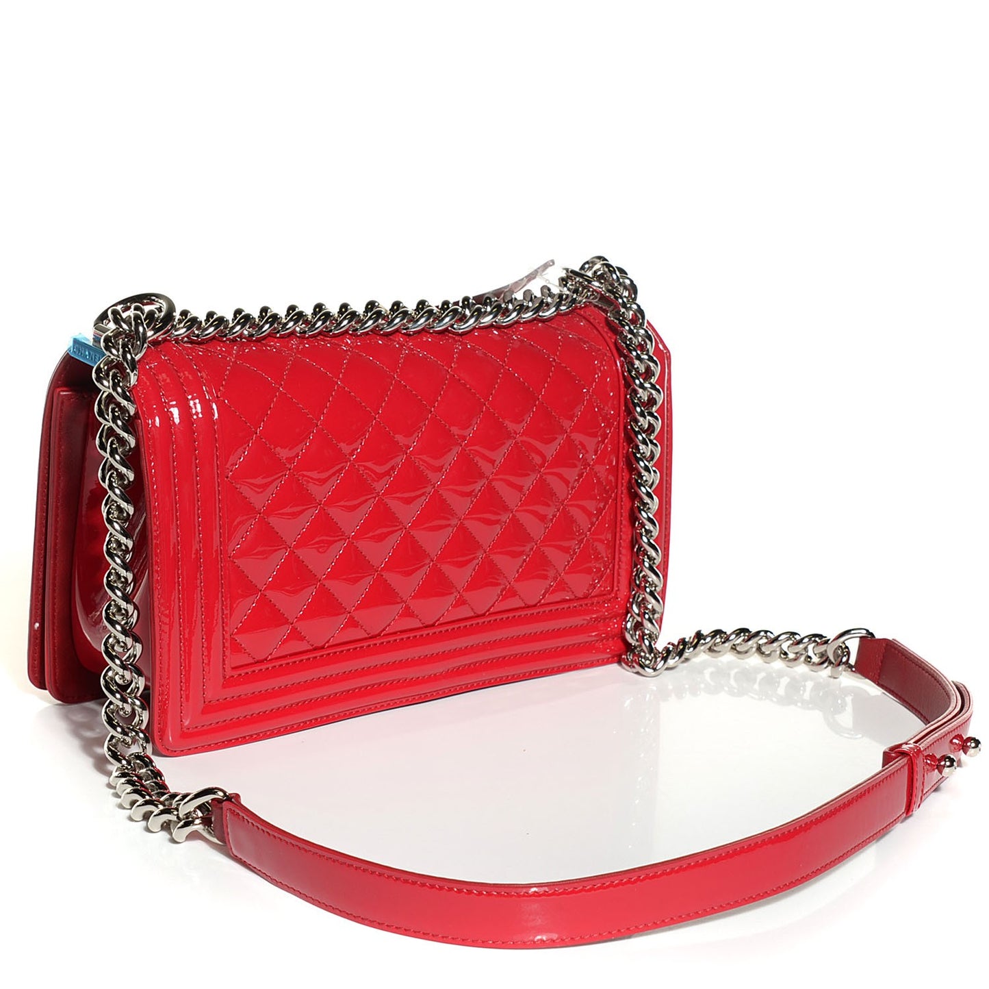 Patent Quilted Medium Boy Flap Plexiglass Red