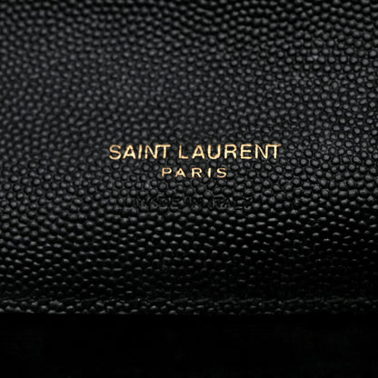 Saint Laurent Grain De Poudre Matelasse Chevron Monogram Envelope Clutch Black 6 of 8