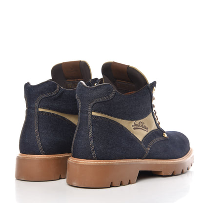 Louis Vuitton Denim Mens Oberkampf Ankle Boots 11 Marine 4 of 10