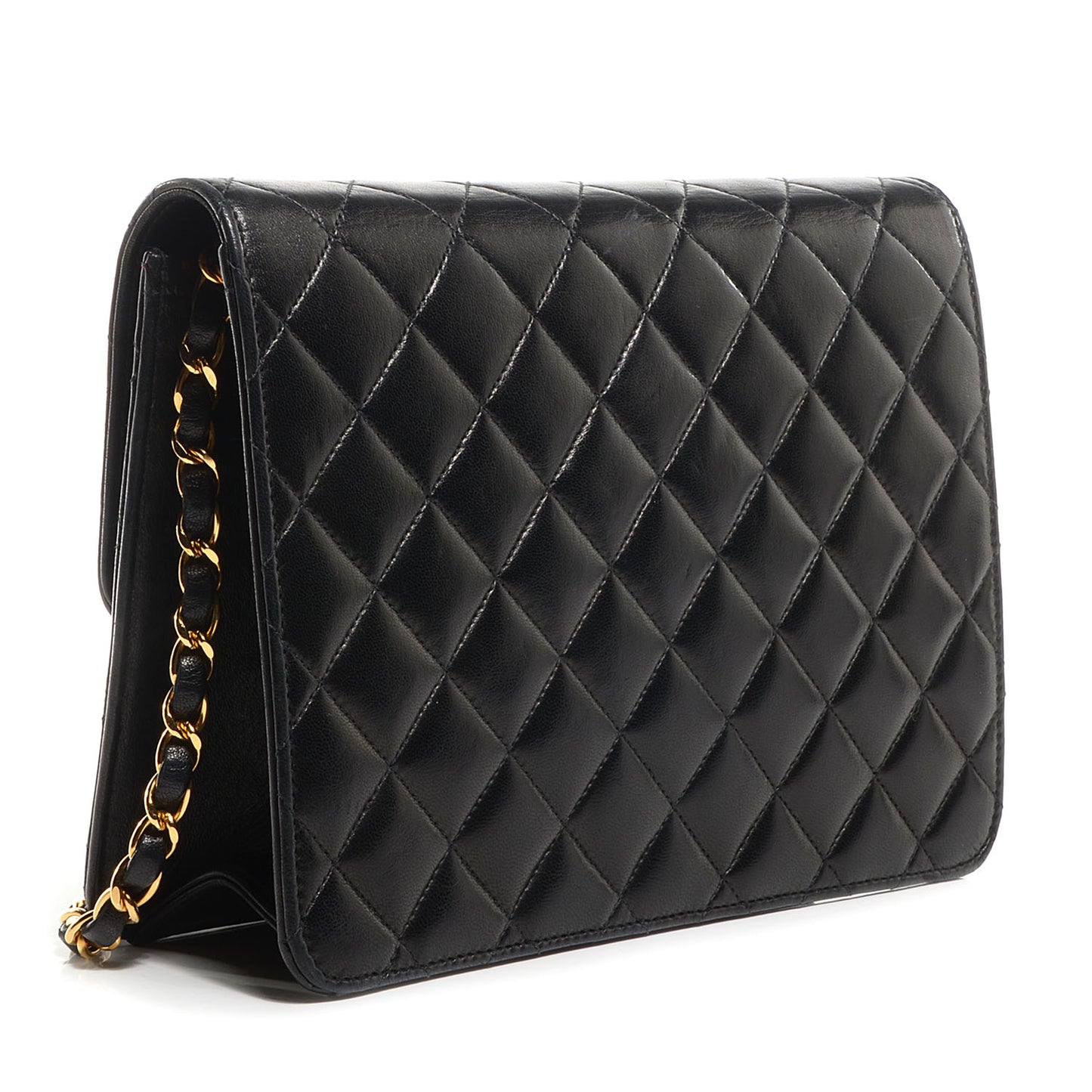 Quilted Lambskin Small Single Flap Black