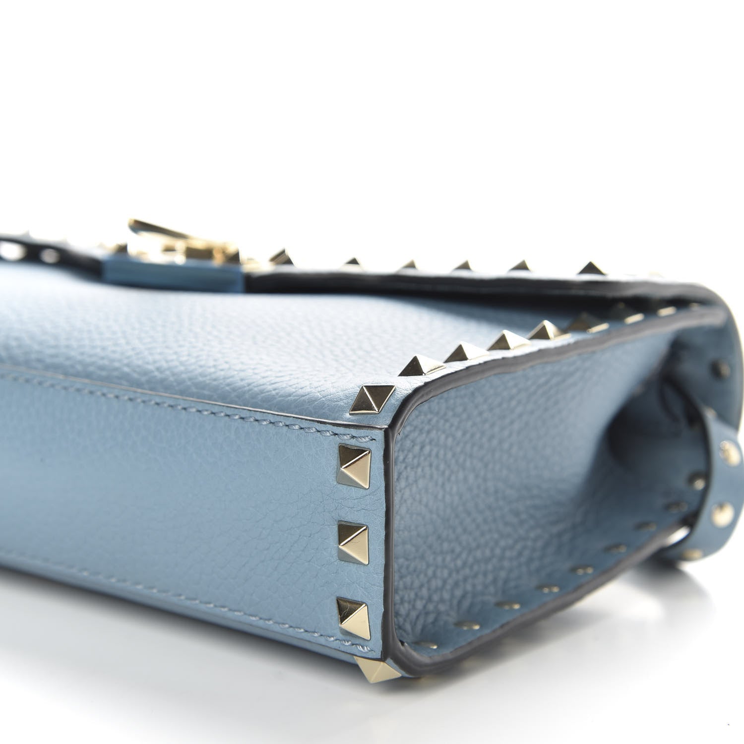 Valentino Garavani Pebbled Calfskin Medium Rockstud Flip Lock Crossbody Bag Blue 8 of 8