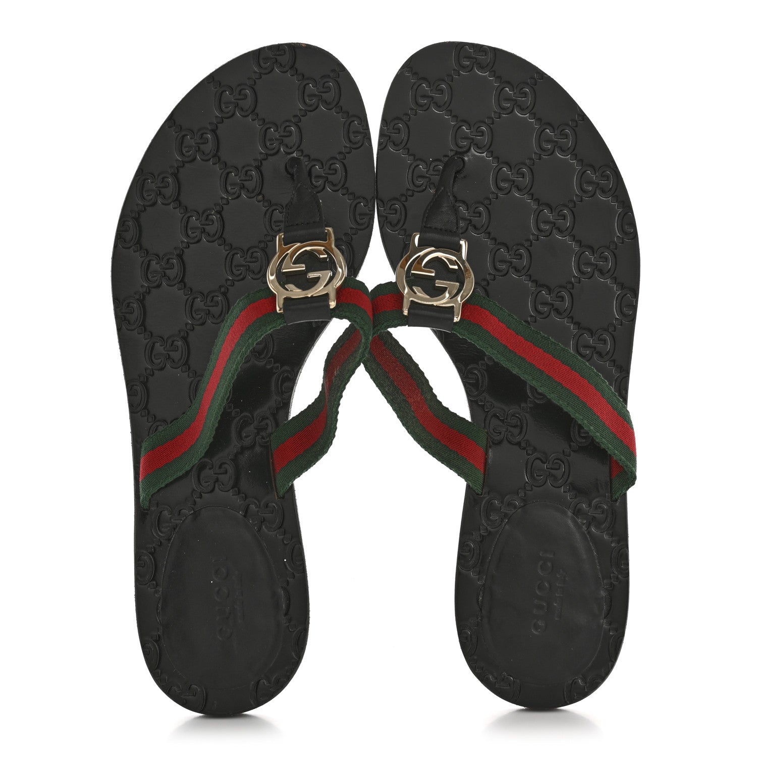 Gucci Nylon Guccissima Web Womens Thong Sandals 38.5 Green Red Black 2 of 11