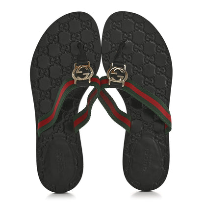 Gucci Nylon Guccissima Web Womens Thong Sandals 38.5 Green Red Black 2 of 11