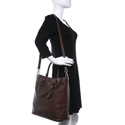Prada Vitello Phenix Side Zip Shopping Tote Bruciato 2 of 8