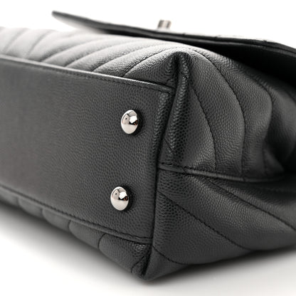 Chanel Caviar Chevron Quilted Mini Coco Handle Flap Dark Grey 10 of 10