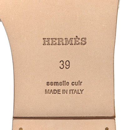 Hermes Box Calfskin Oran Sandals 39 Gold 7 of 9