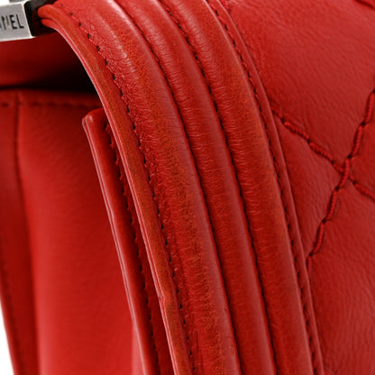 Chanel Calfskin Double Stitch New Medium Boy Flap Red 13 of 16