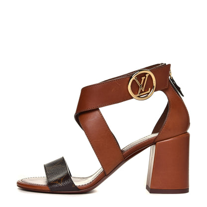 Louis Vuitton Calfskin Monogram Horizon Sandals 37.5 Cognac Brown 2 of 12