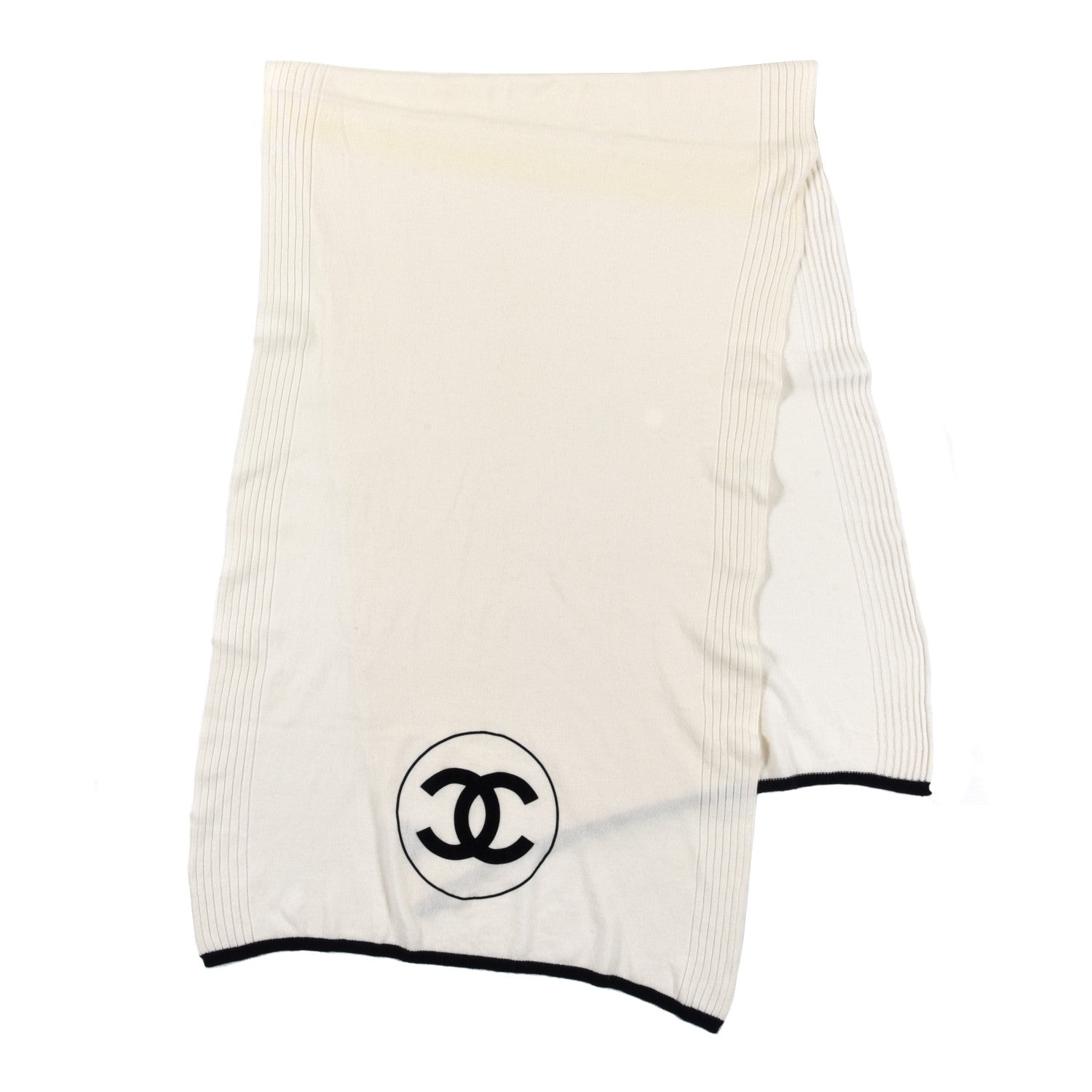 Chanel Cashmere CC Scarf White 2 of 3