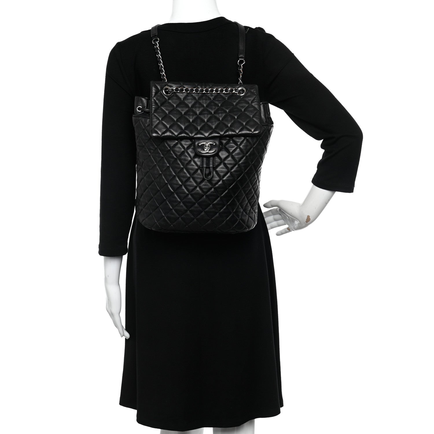 Chanel Calfskin Quilted Large Urban Spirit Backpack Black 2 of 12