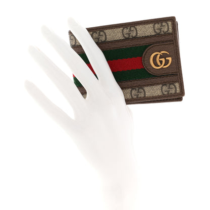 Gucci GG Supreme Monogram Web Mens Ophidia Bi-Fold Coin Wallet Beige New Acero 2 of 7