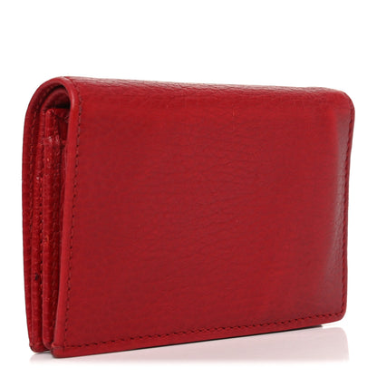 Gucci Pebbled Calfskin GG Marmont Card Case Hibiscus Red 3 of 8