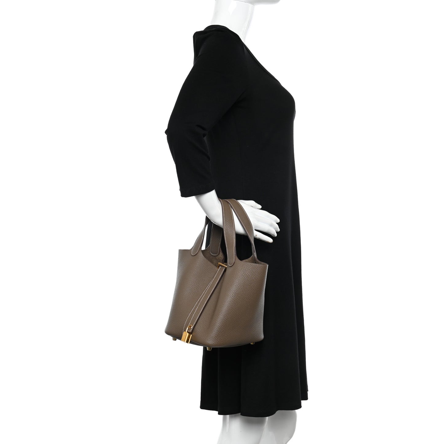 Taurillon Clemence Picotin Lock 18 PM Etoupe