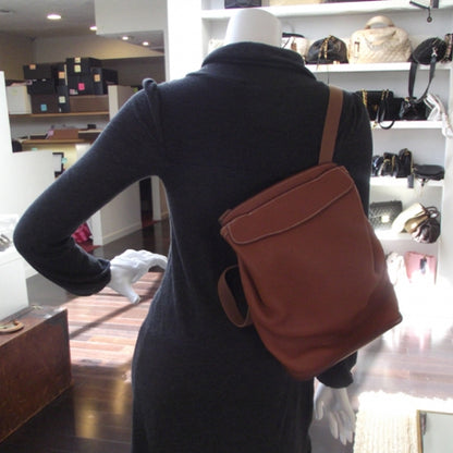Hermes Clemence Leather Backpack Bag Tote Unisex Camel 2 of 9