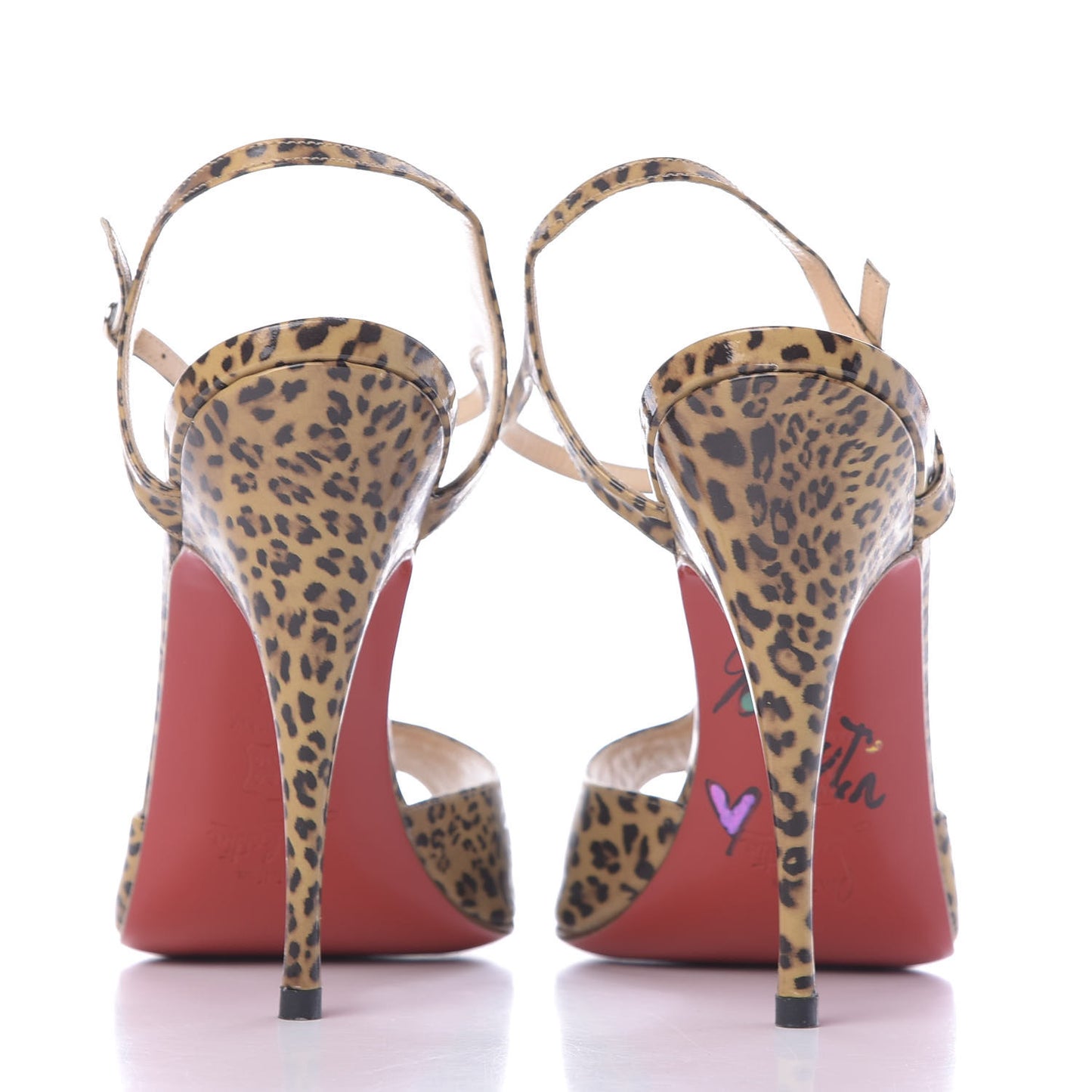 Patent Leopard Print Ernesta 120 T-Strap Sandals 38.5 Brown