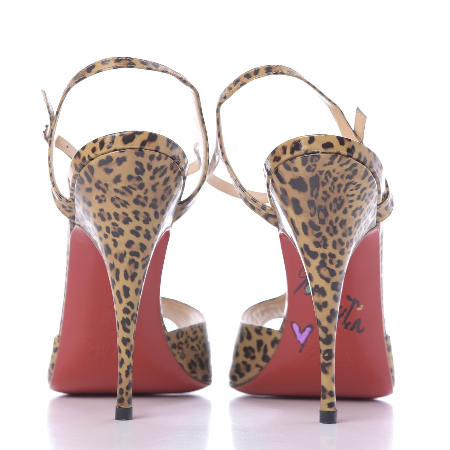 Christian Louboutin Patent Leopard Print Ernesta 120 T-Strap Sandals 38.5 Brown 5 of 11