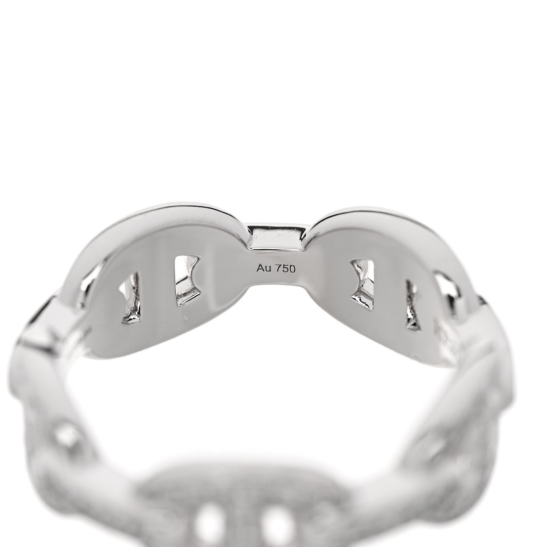 Hermes 18K White Gold Diamond PM d'Ancre Enchainee Ring 54 7 8 of 11
