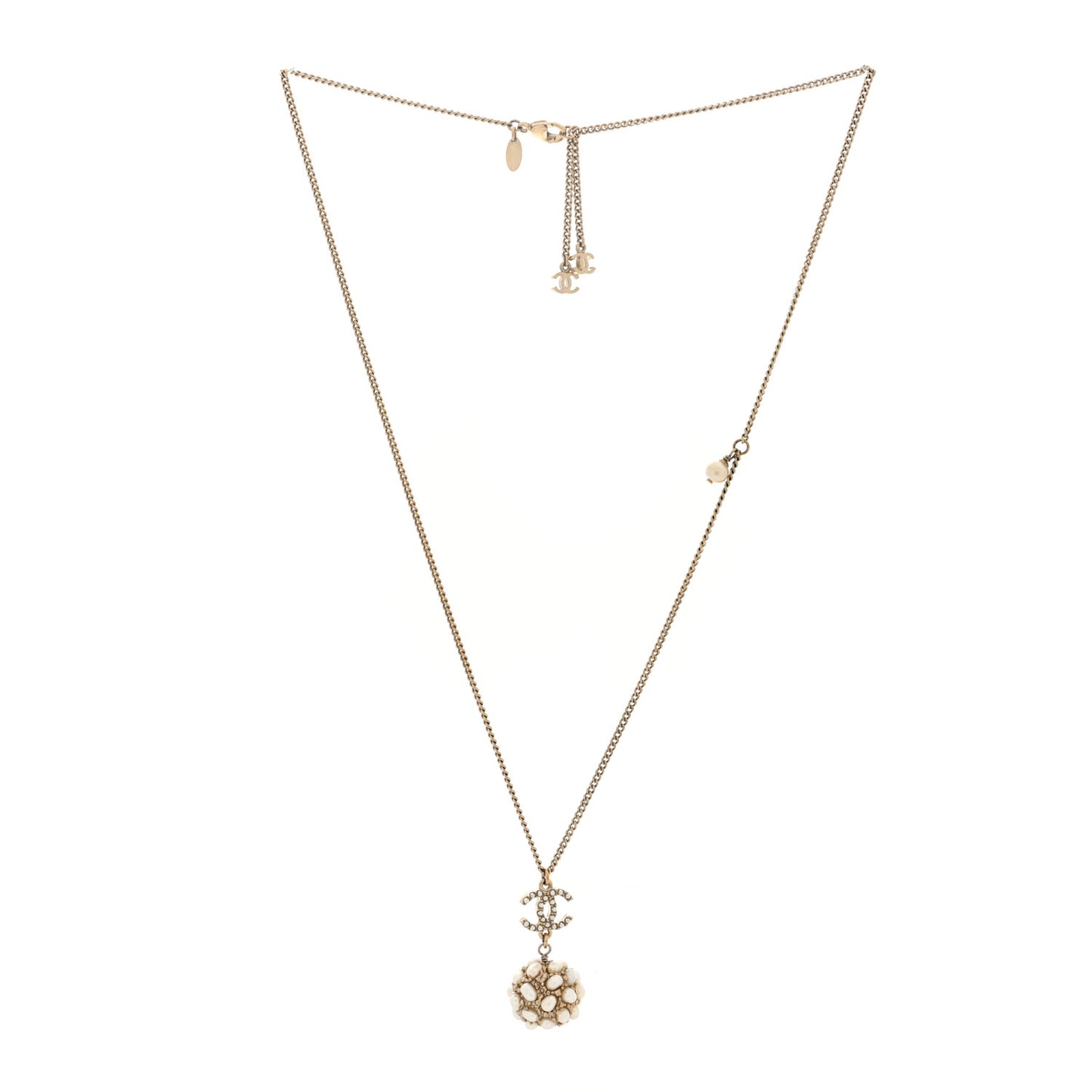 Pearl CC Cluster Necklace Gold