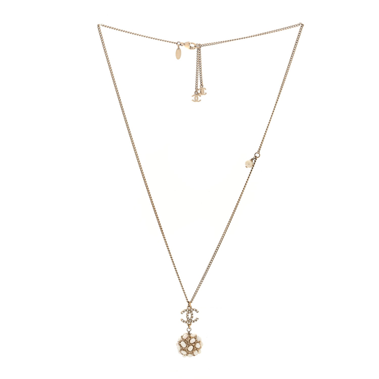 Chanel Pearl CC Cluster Necklace Gold 3 of 4