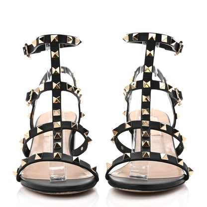 Valentino Garavani Calfskin Rockstud 60mm City Sandals 36.5 Black 2 of 9