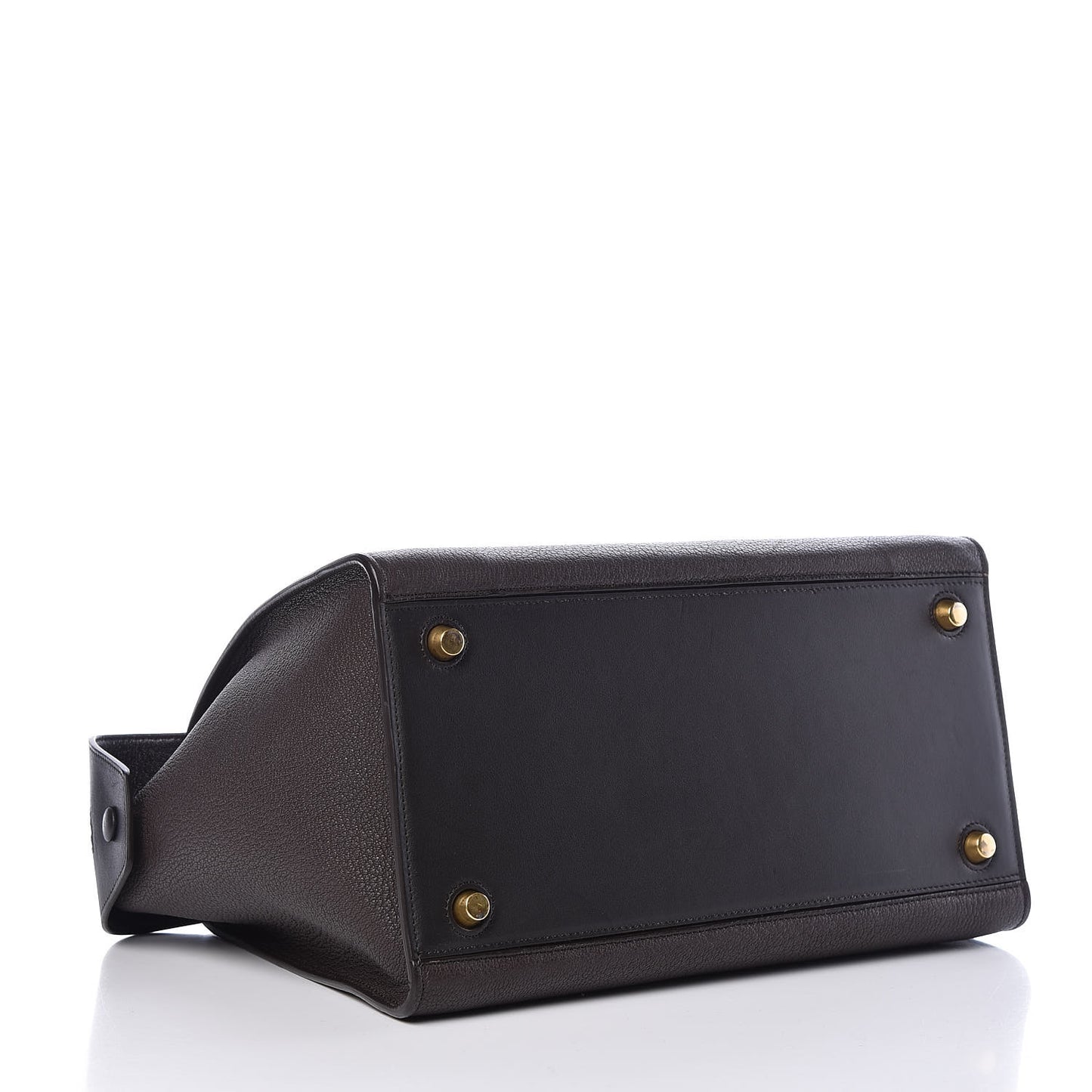 Goatskin Smooth Calfskin Small Ring Bag Dark Taupe