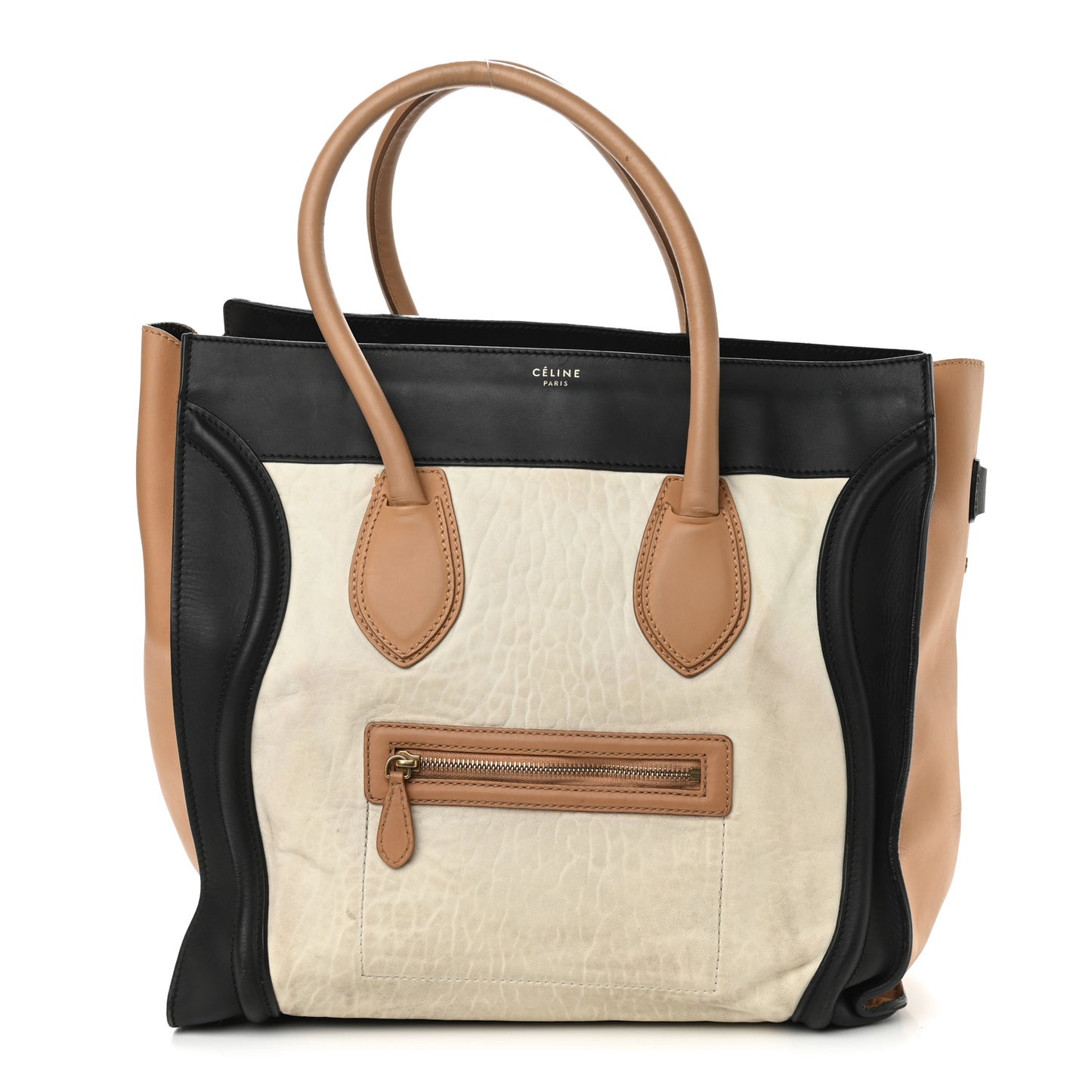 Smooth Calfskin Shrunken Lambskin Medium Tri-Color Luggage White